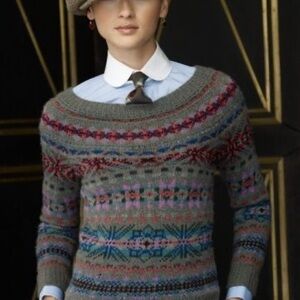 Ralph Lauren Purple Label Faire Isle boatneck sweater pullover.